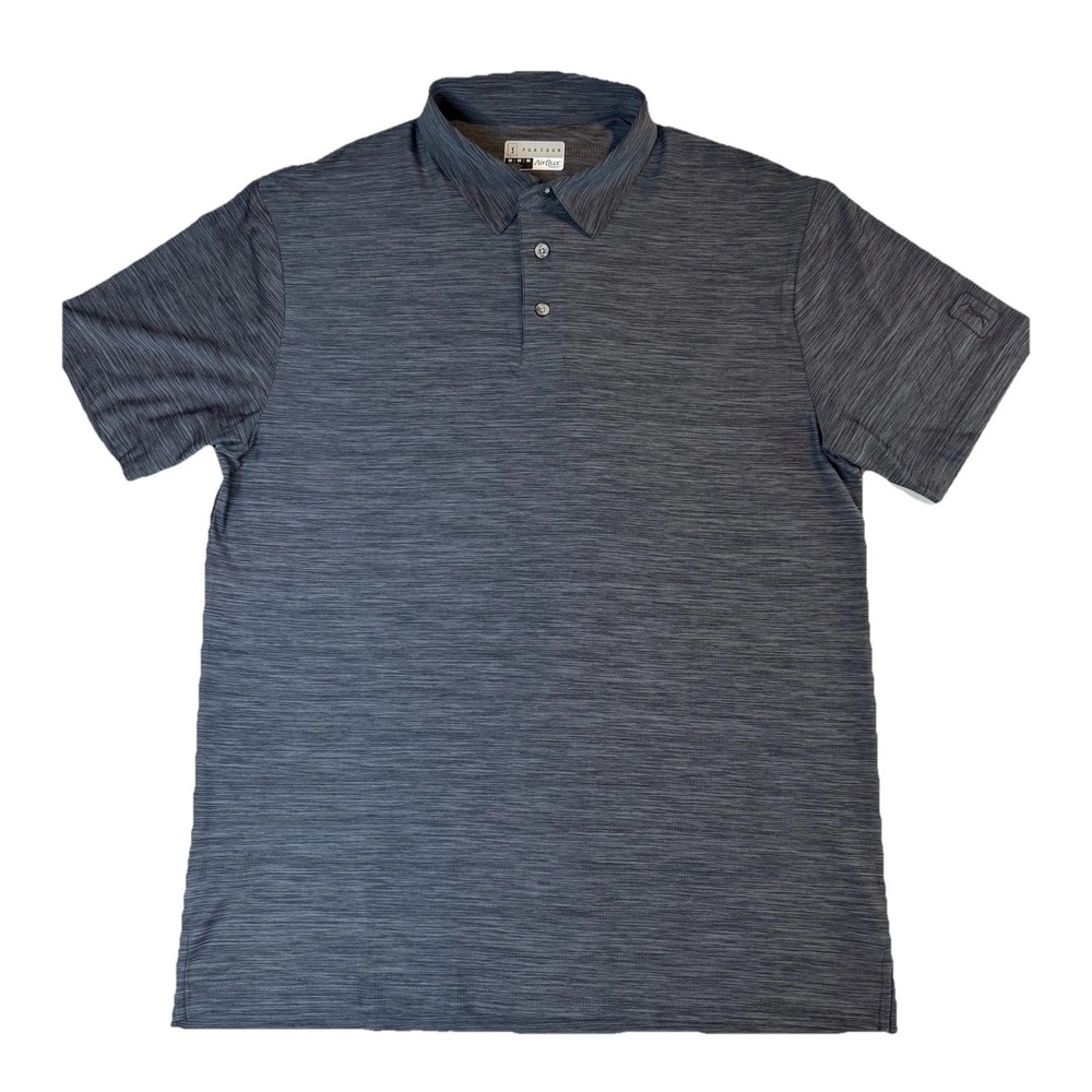 PGA Tour Airflux Golf Polo Shirt Men's Medium Gray Short Sleeve Performance
